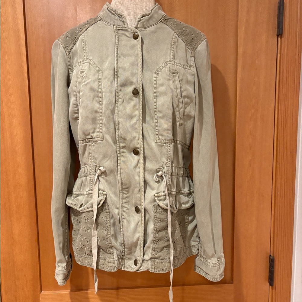 Max Jeans Sage Green Feminine Military Style Utility Jacket
